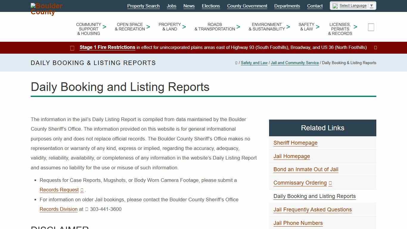 Daily Booking & Listing Reports - Boulder County