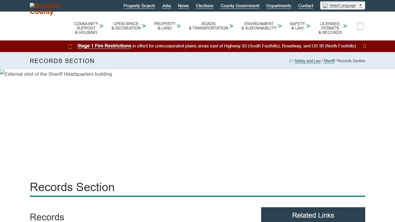 Records Section - Boulder County
