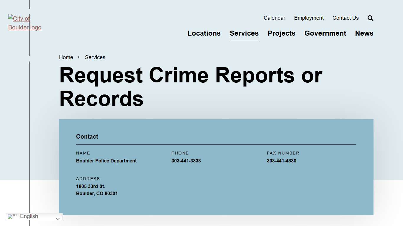 Request Crime Reports or Records City of Boulder